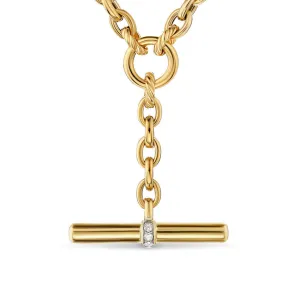 DY Mercer Petite Toggle Chain Necklace in 18K Yellow Gold with Diamonds, 4.5mm, 16"