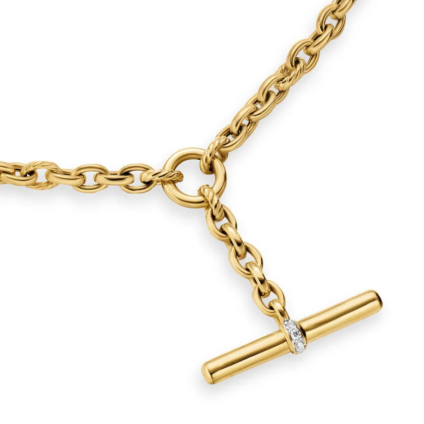 DY Mercer Petite Toggle Chain Necklace in 18K Yellow Gold with Diamonds, 4.5mm, 18"