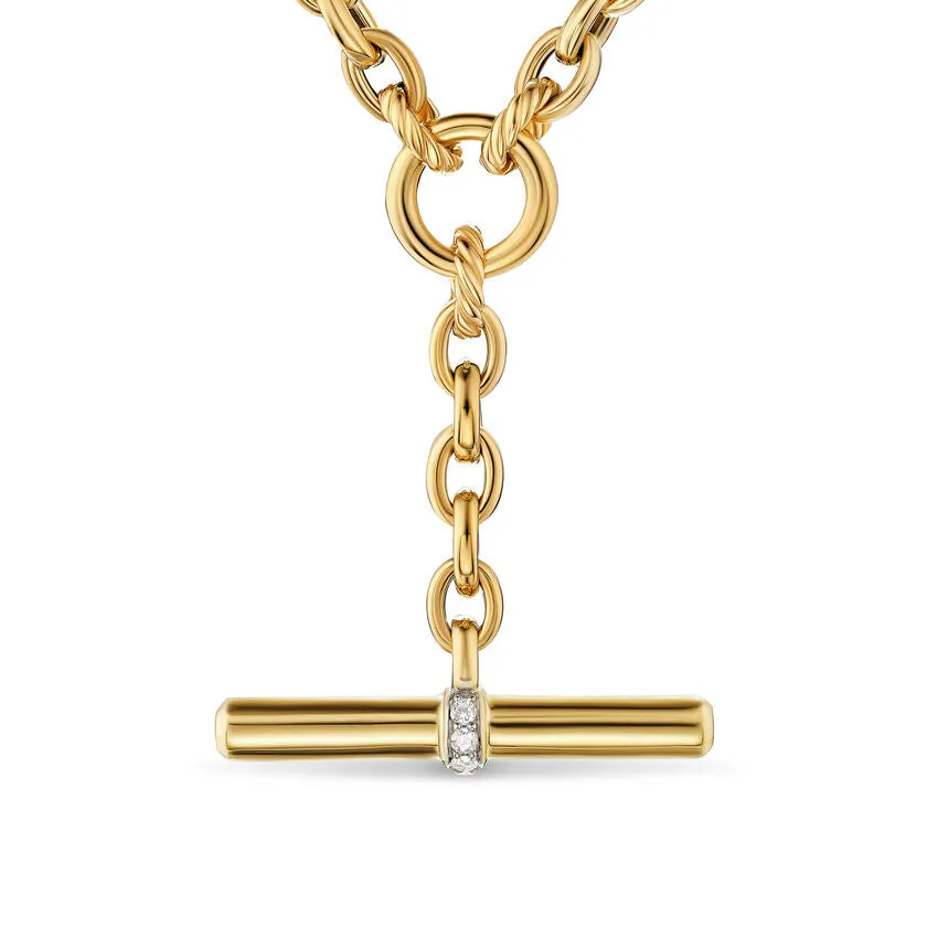 DY Mercer Petite Toggle Chain Necklace in 18K Yellow Gold with Diamonds, 4.5mm, 20"