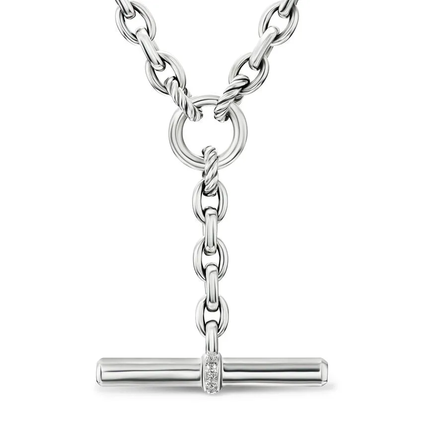 DY Mercer Petite Toggle Chain Necklace in Sterling Silver with Diamonds, 4.5mm, 20"