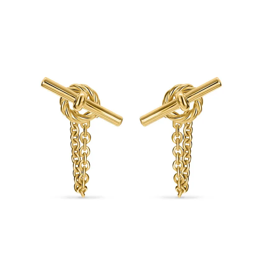 DY Mercer Petite Toggle Chain Stud Earrings in 18K Yellow Gold, 38.2mm