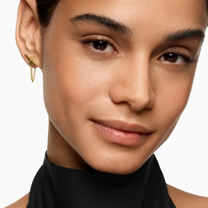 DY Mercer Petite Toggle Chain Stud Earrings in 18K Yellow Gold, 38.2mm