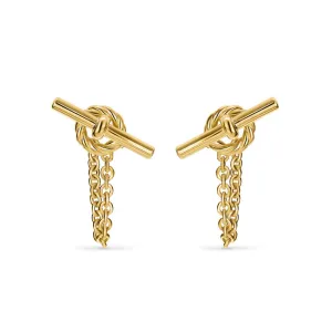 DY Mercer Petite Toggle Chain Stud Earrings in 18K Yellow Gold, 38.2mm