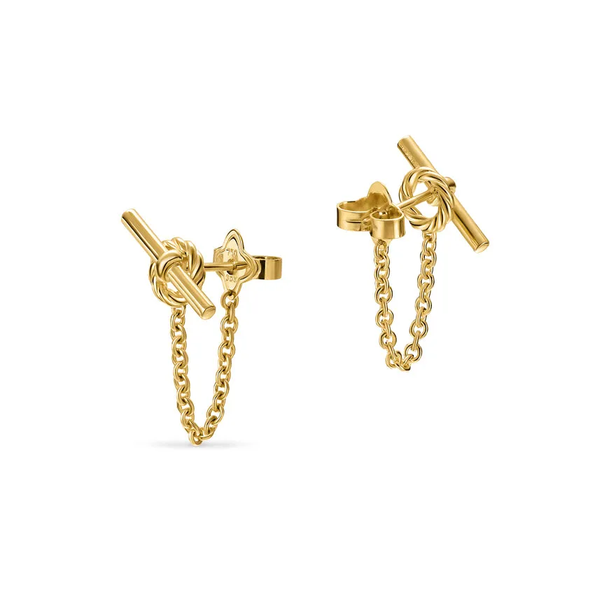 DY Mercer Petite Toggle Chain Stud Earrings in 18K Yellow Gold, 38.2mm