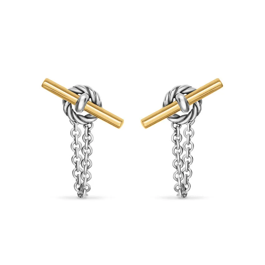 DY Mercer Petite Toggle Chain Stud Earrings in Sterling Silver with 18K Yellow Gold, 38.2mm