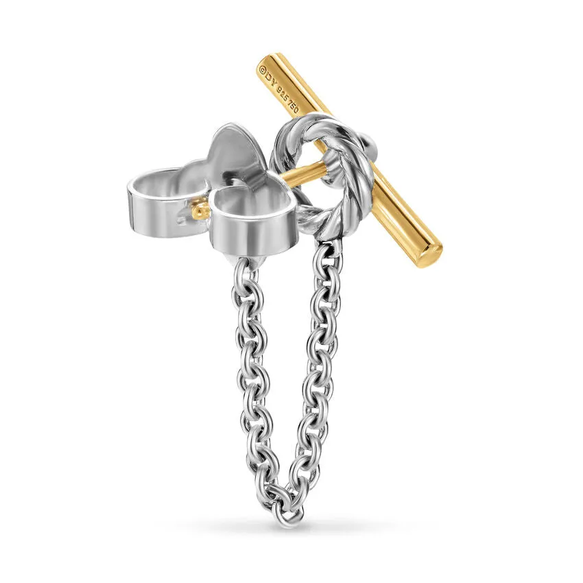 DY Mercer Petite Toggle Chain Stud Earrings in Sterling Silver with 18K Yellow Gold, 38.2mm