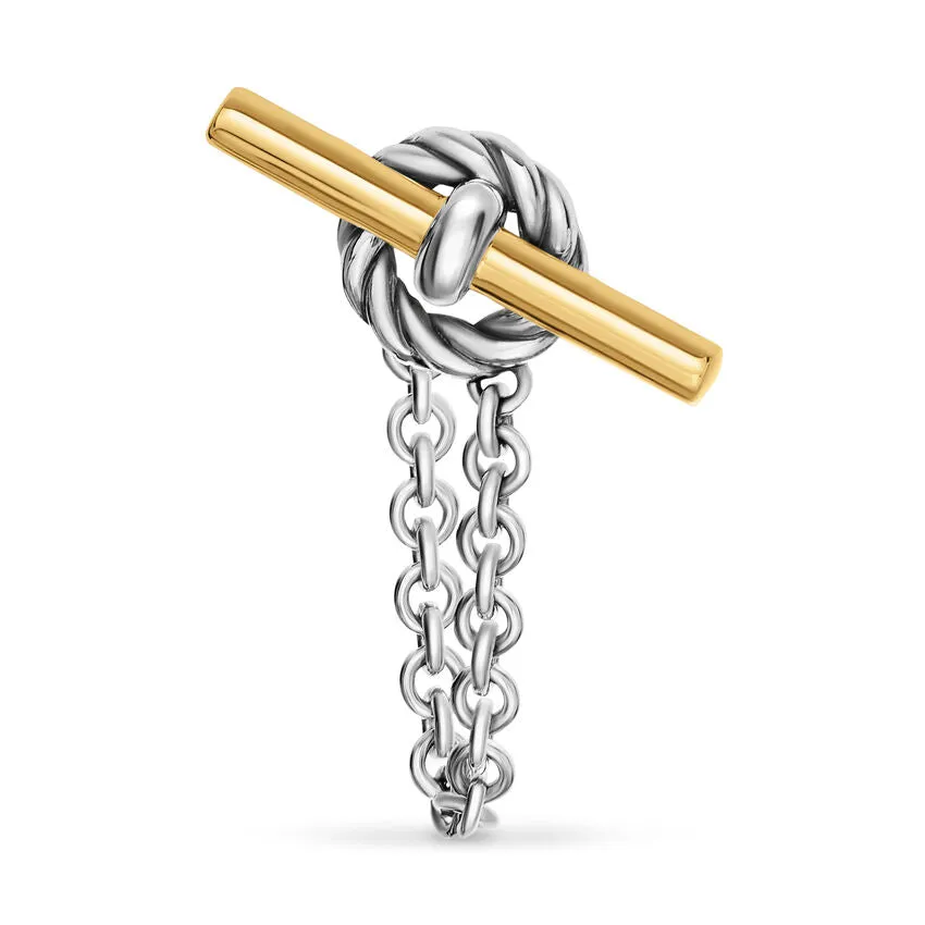 DY Mercer Petite Toggle Chain Stud Earrings in Sterling Silver with 18K Yellow Gold, 38.2mm