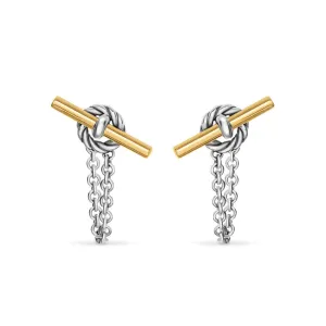 DY Mercer Petite Toggle Chain Stud Earrings in Sterling Silver with 18K Yellow Gold, 38.2mm