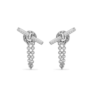 DY Mercer Petite Toggle Chain Stud Earrings in Sterling Silver with Diamonds, 38.2mm