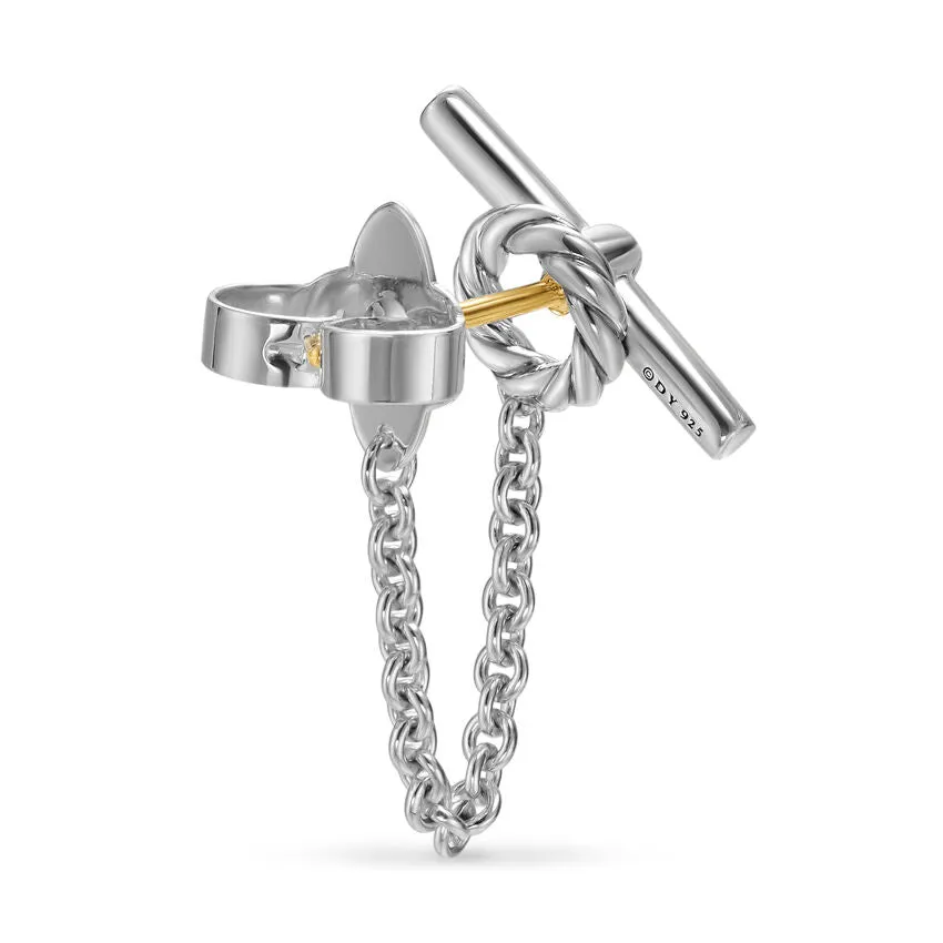 DY Mercer Petite Toggle Chain Stud Earrings in Sterling Silver with Diamonds, 38.2mm
