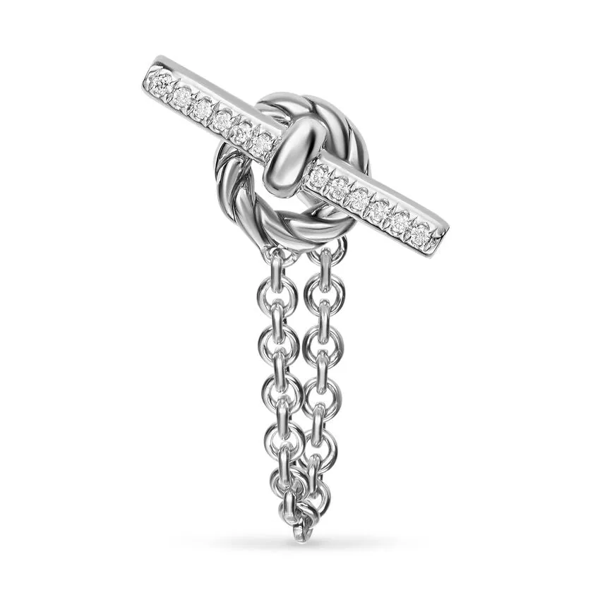 DY Mercer Petite Toggle Chain Stud Earrings in Sterling Silver with Diamonds, 38.2mm