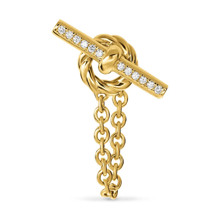 DY Mercer Petite Toggle Stud Earrings in 18K Yellow Gold with Diamonds, 38.2mm