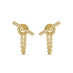 DY Mercer Petite Toggle Stud Earrings in 18K Yellow Gold with Diamonds, 38.2mm