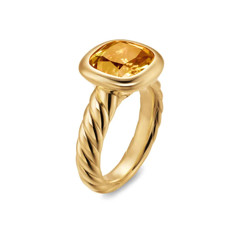 DY Mercer Stone Ring in 18K Yellow Gold with Citrine, 10mm, Size 6