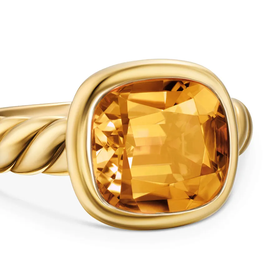 DY Mercer Stone Ring in 18K Yellow Gold with Citrine, 10mm, Size 7