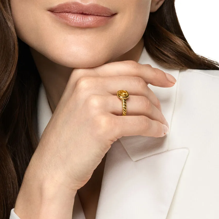 DY Mercer Stone Ring in 18K Yellow Gold with Citrine, 7mm, Size 6