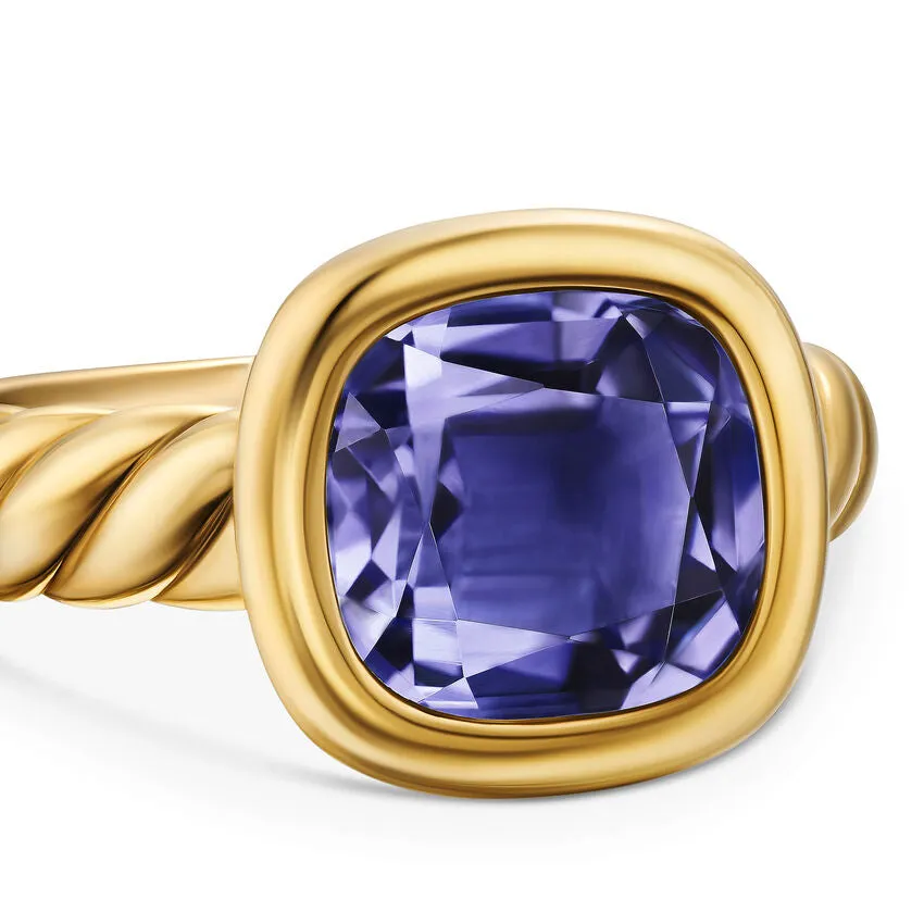 DY Mercer Stone Ring in 18K Yellow Gold with Iolite, 10mm, Size 7