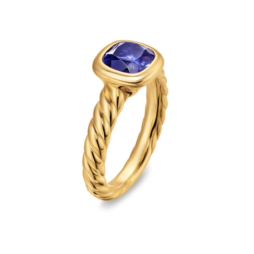 DY Mercer Stone Ring in 18K Yellow Gold with Iolite, 7mm, Size 6