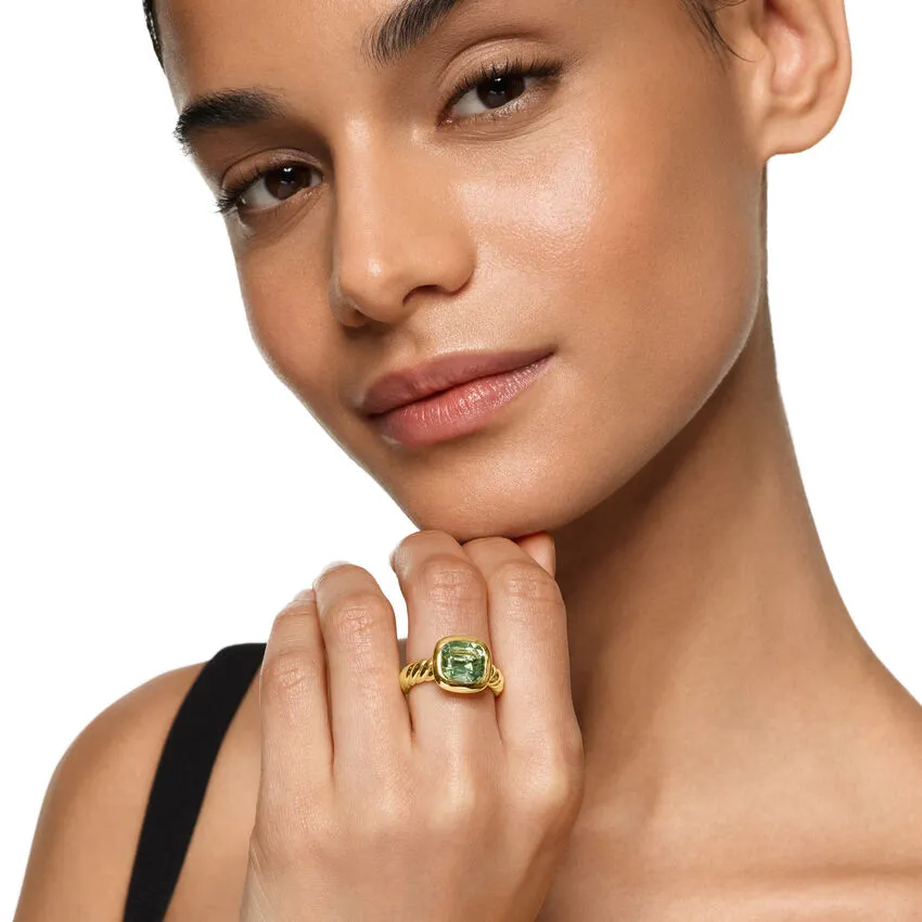 DY Mercer Stone Ring in 18K Yellow Gold with Prasiolite, 10mm, Size 7