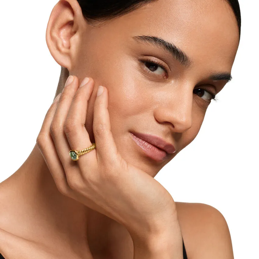 DY Mercer Stone Ring in 18K Yellow Gold with Prasiolite, 7mm, Size 6