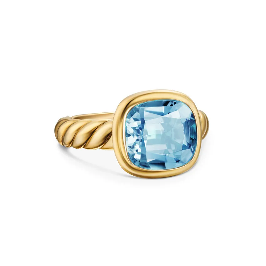DY Mercer Stone Ring in 18K Yellow Gold with Sky Blue Topaz, 10mm, Size 6