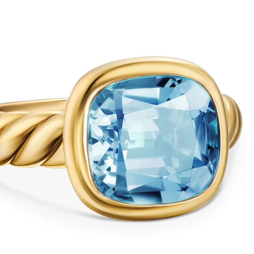 DY Mercer Stone Ring in 18K Yellow Gold with Sky Blue Topaz, 10mm, Size 7