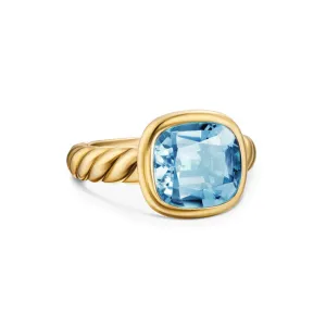 DY Mercer Stone Ring in 18K Yellow Gold with Sky Blue Topaz, 10mm, Size 7