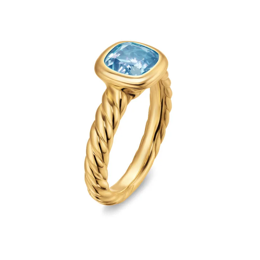DY Mercer Stone Ring in 18K Yellow Gold with Sky Blue Topaz, 7mm, Size 7