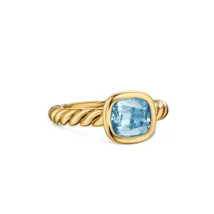 DY Mercer Stone Ring in 18K Yellow Gold with Sky Blue Topaz, 7mm, Size 7