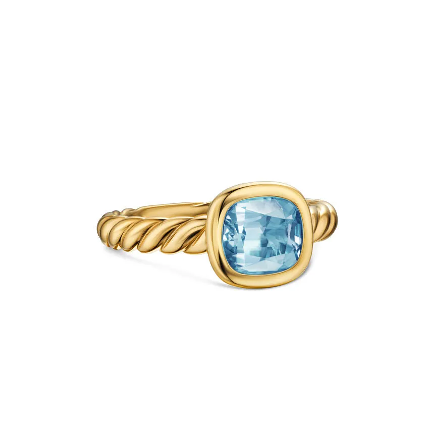 DY Mercer Stone Ring in 18K Yellow Gold with Sky Blue Topaz, 7mm, Size 7