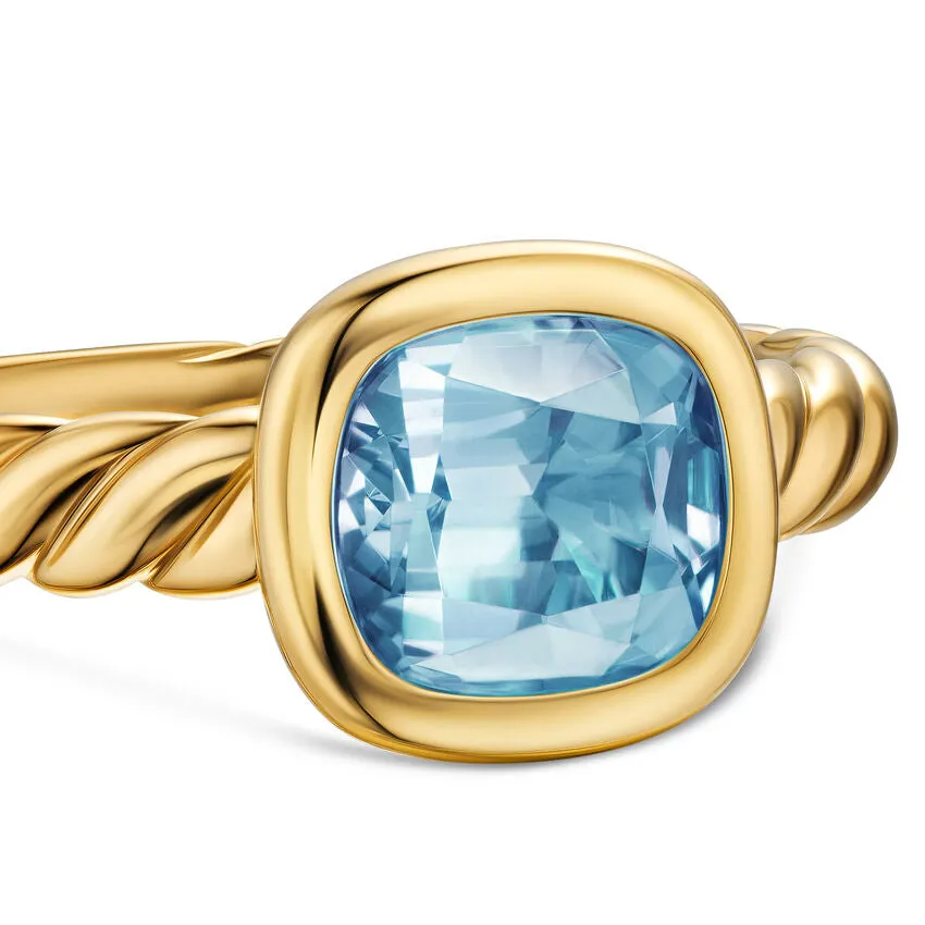 DY Mercer Stone Ring in 18K Yellow Gold with Sky Blue Topaz, 7mm, Size 7
