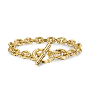 DY Mercer Toggle Chain Bracelet in 18K Yellow Gold with Diamonds, 8mm, Size Large