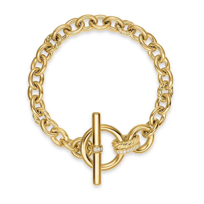 DY Mercer Toggle Chain Bracelet in 18K Yellow Gold with Diamonds, 8mm, Size Medium