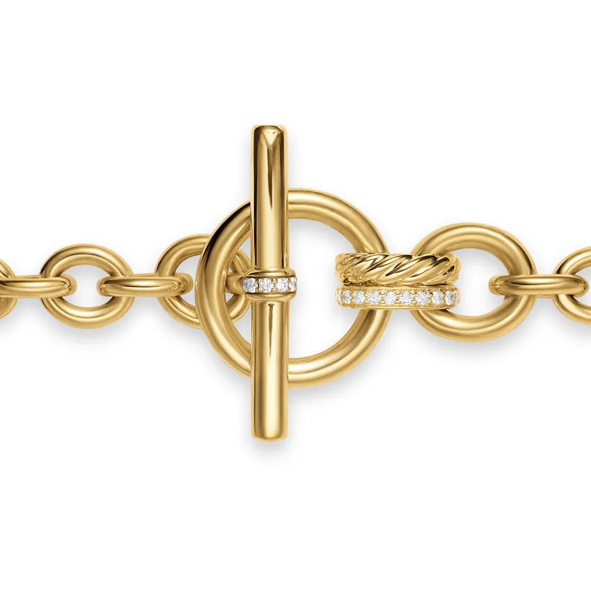 DY Mercer Toggle Chain Bracelet in 18K Yellow Gold with Diamonds, 8mm, Size Small