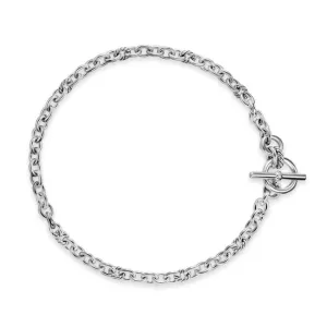 DY Mercer Toggle Chain Necklace in Sterling Silver with Diamonds, 8mm, 18"