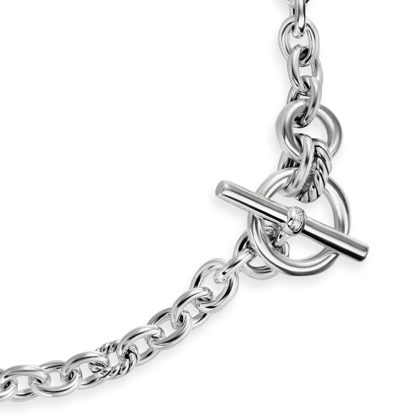 DY Mercer Toggle Chain Necklace in Sterling Silver with Diamonds, 8mm, 20"