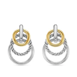 DY Mercer Triple Ring Drop Earrings in Sterling Silver with 18K Yellow Gold, 35.6mm
