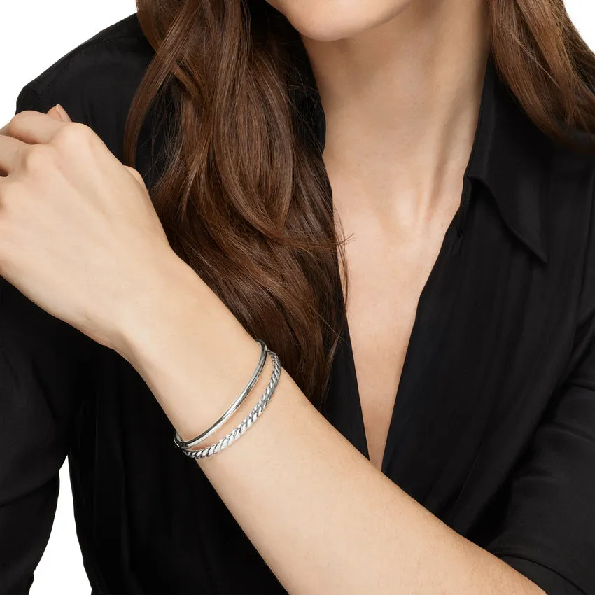 DY Mercer Two Row Cuff Bracelet in Sterling Silver, 8mm, Size Large
