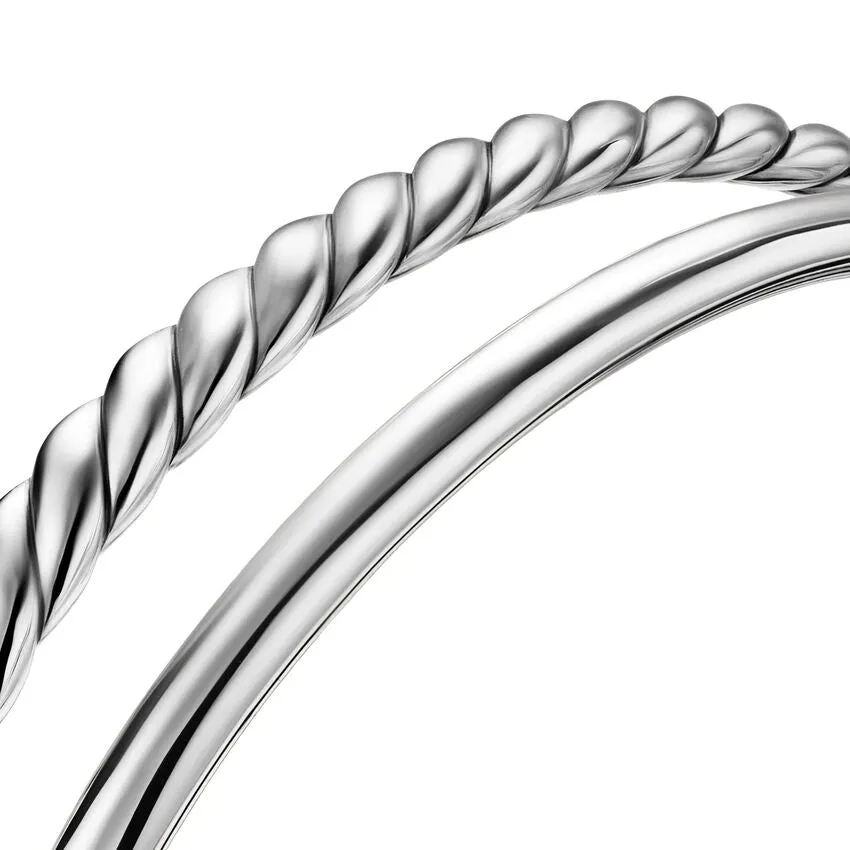 DY Mercer Two Row Cuff Bracelet in Sterling Silver, 8mm, Size Large
