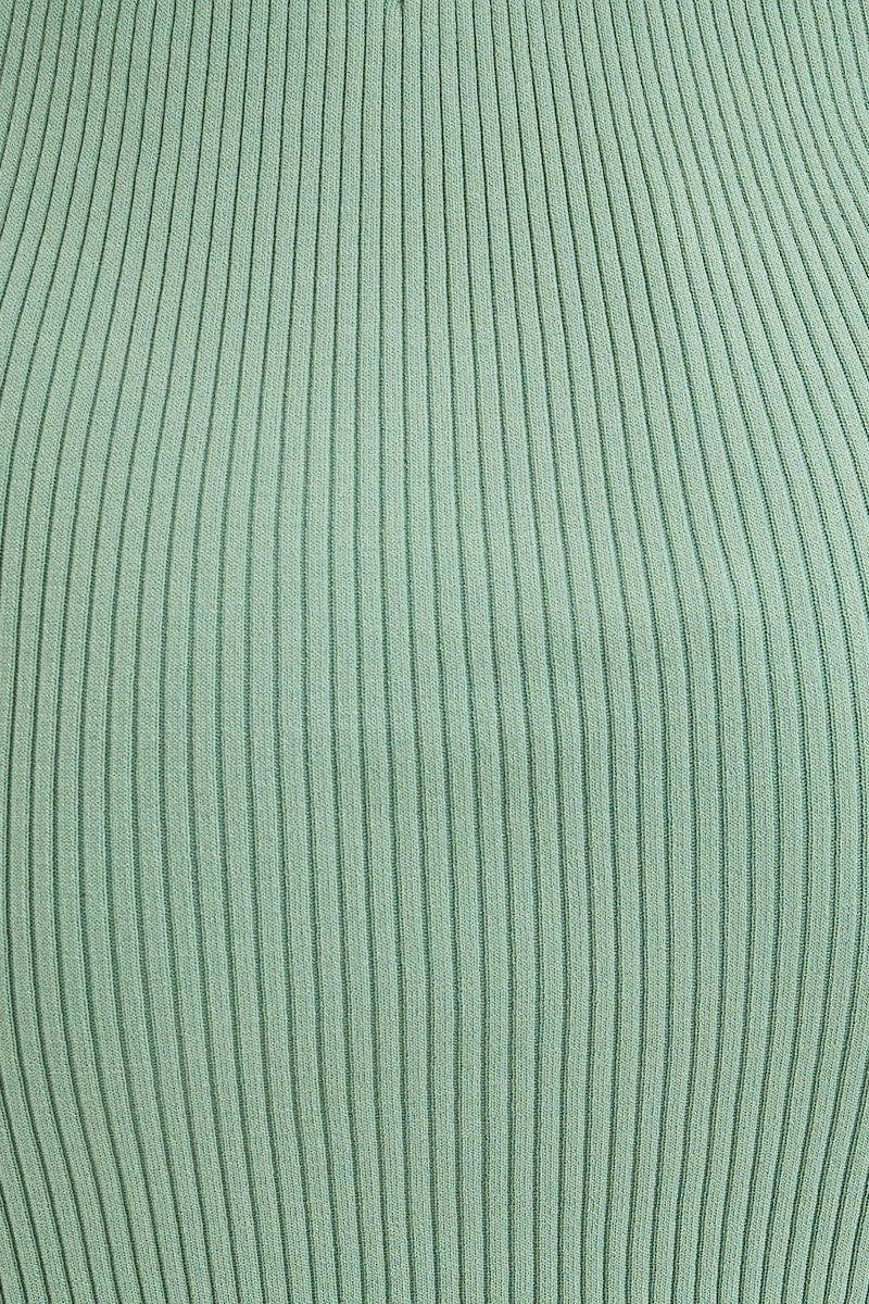 Green Knit Skirt Mini High Rise