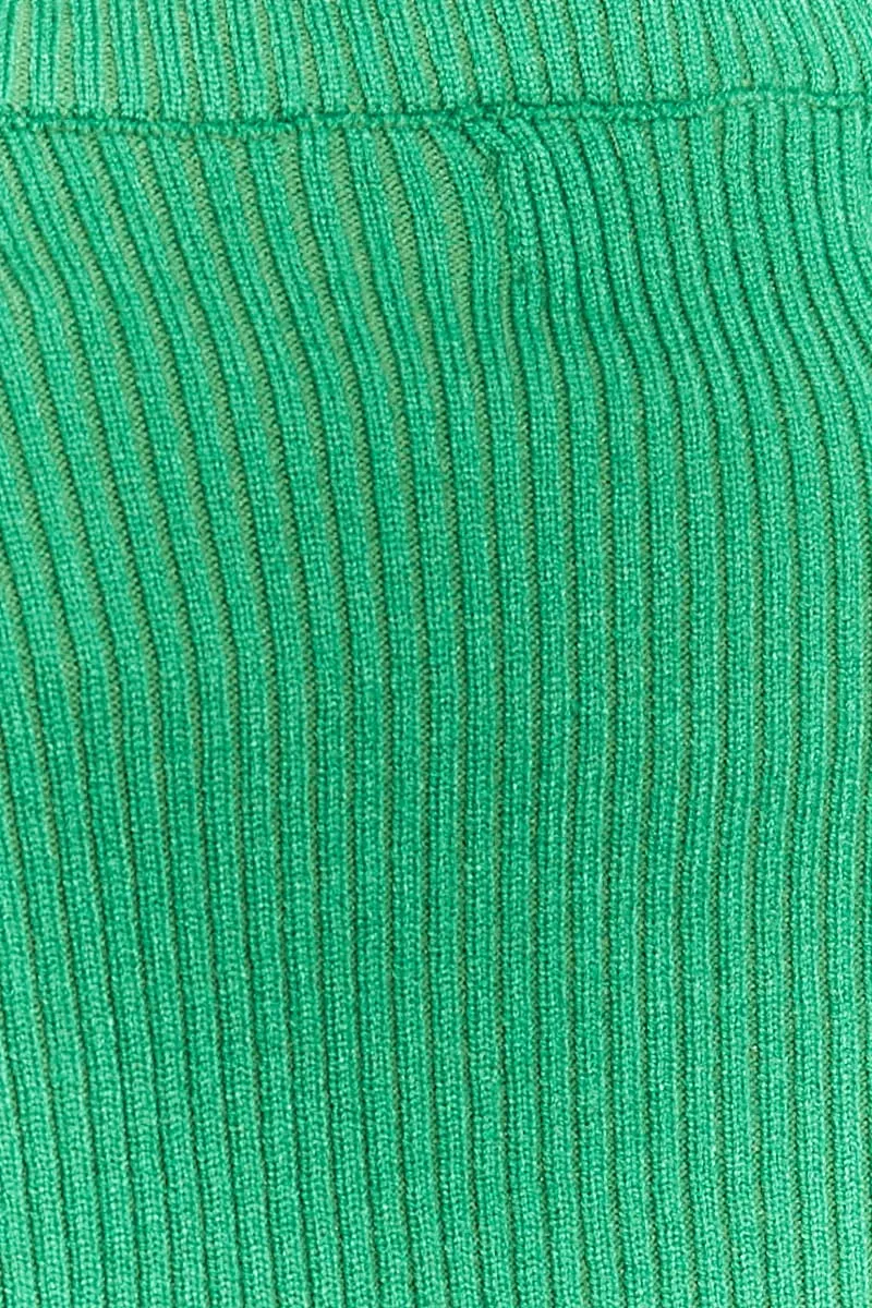 Green Knitted Cami Top And High Neck Shrug Set