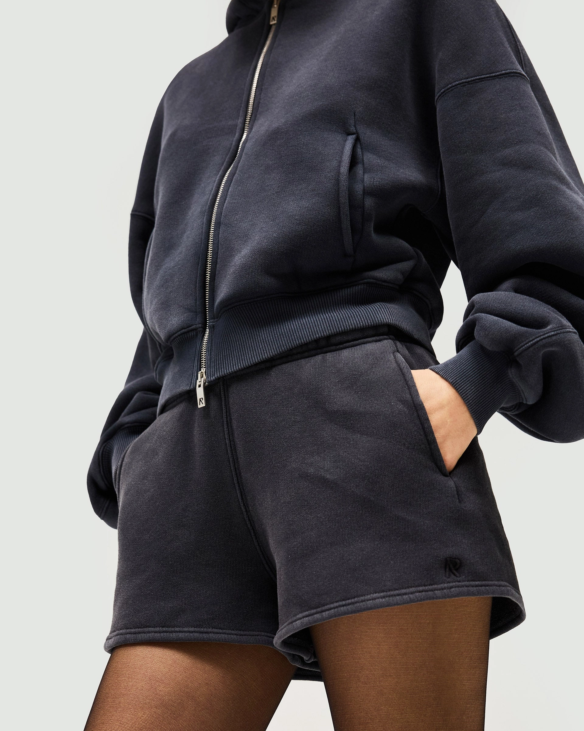 Initial Washed Shorts - Washed Black