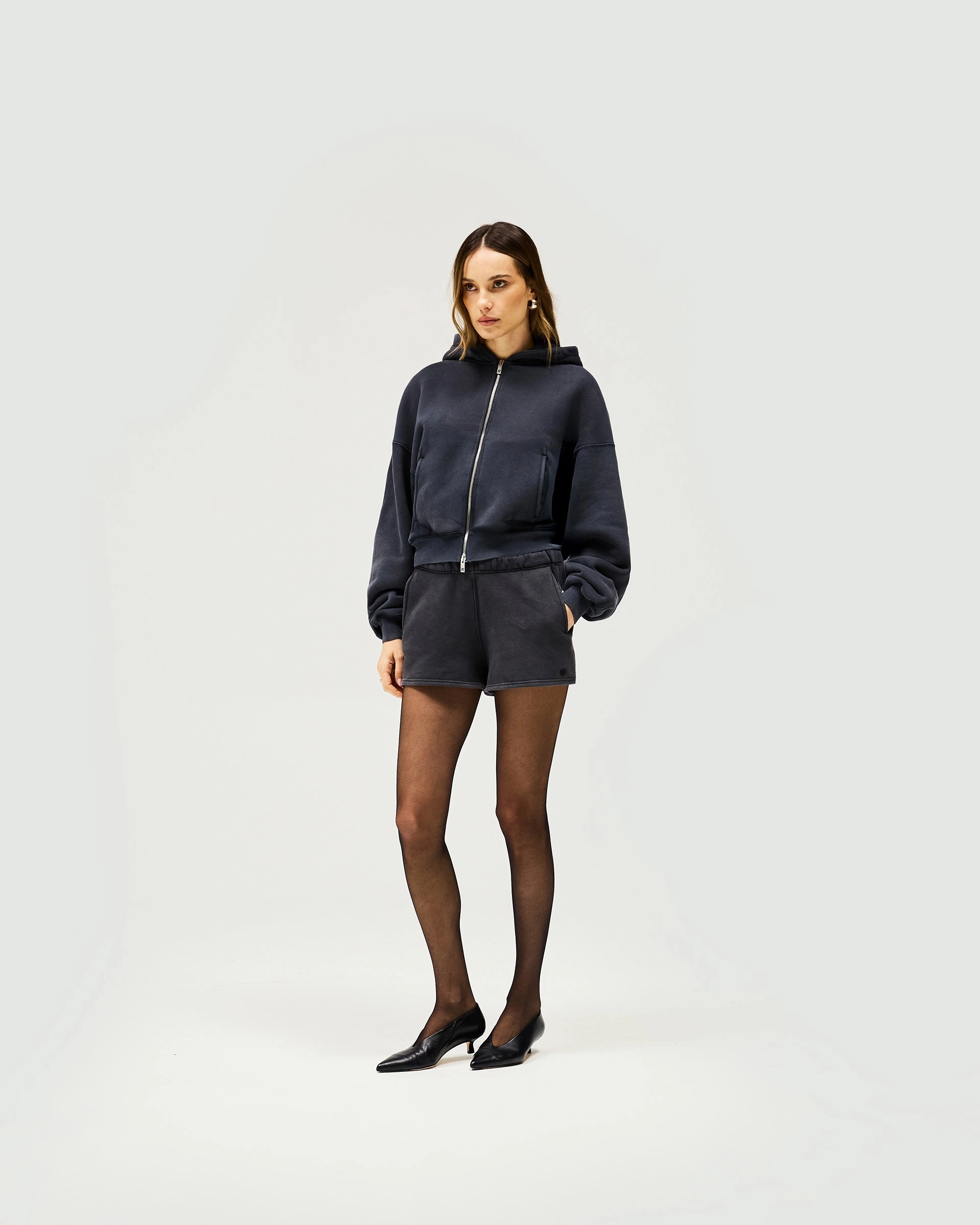 Initial Washed Shorts - Washed Black