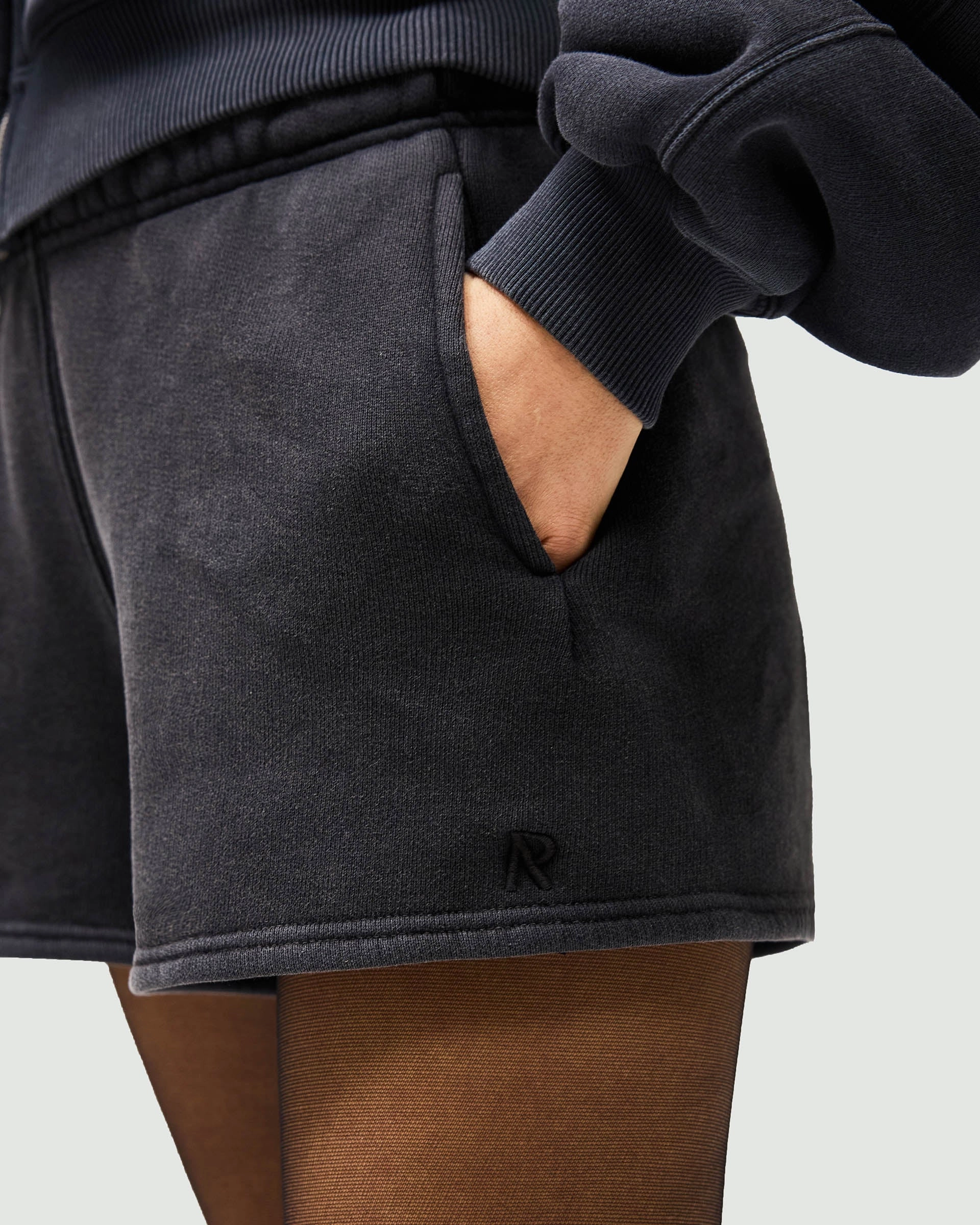 Initial Washed Shorts - Washed Black