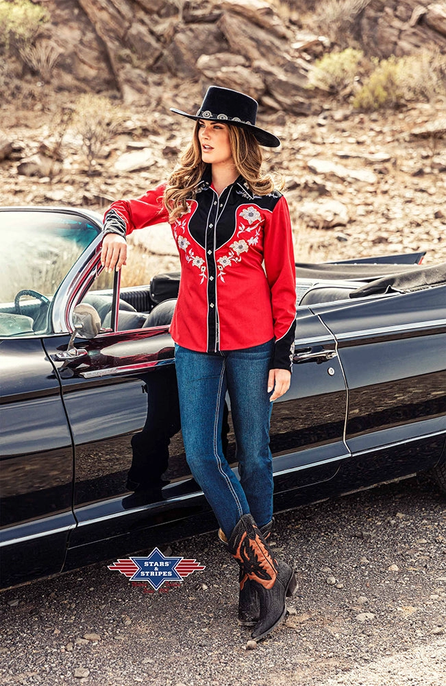 Lynn Red Ladies Western Blouse