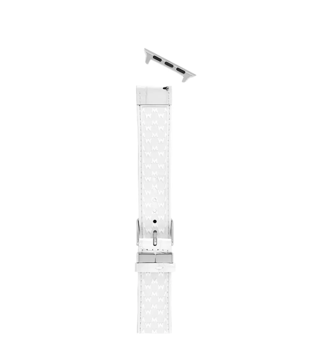 Michele 38/40/41/42mm and 42/44/45/46/49mm White Leather Band for Apple Watch®