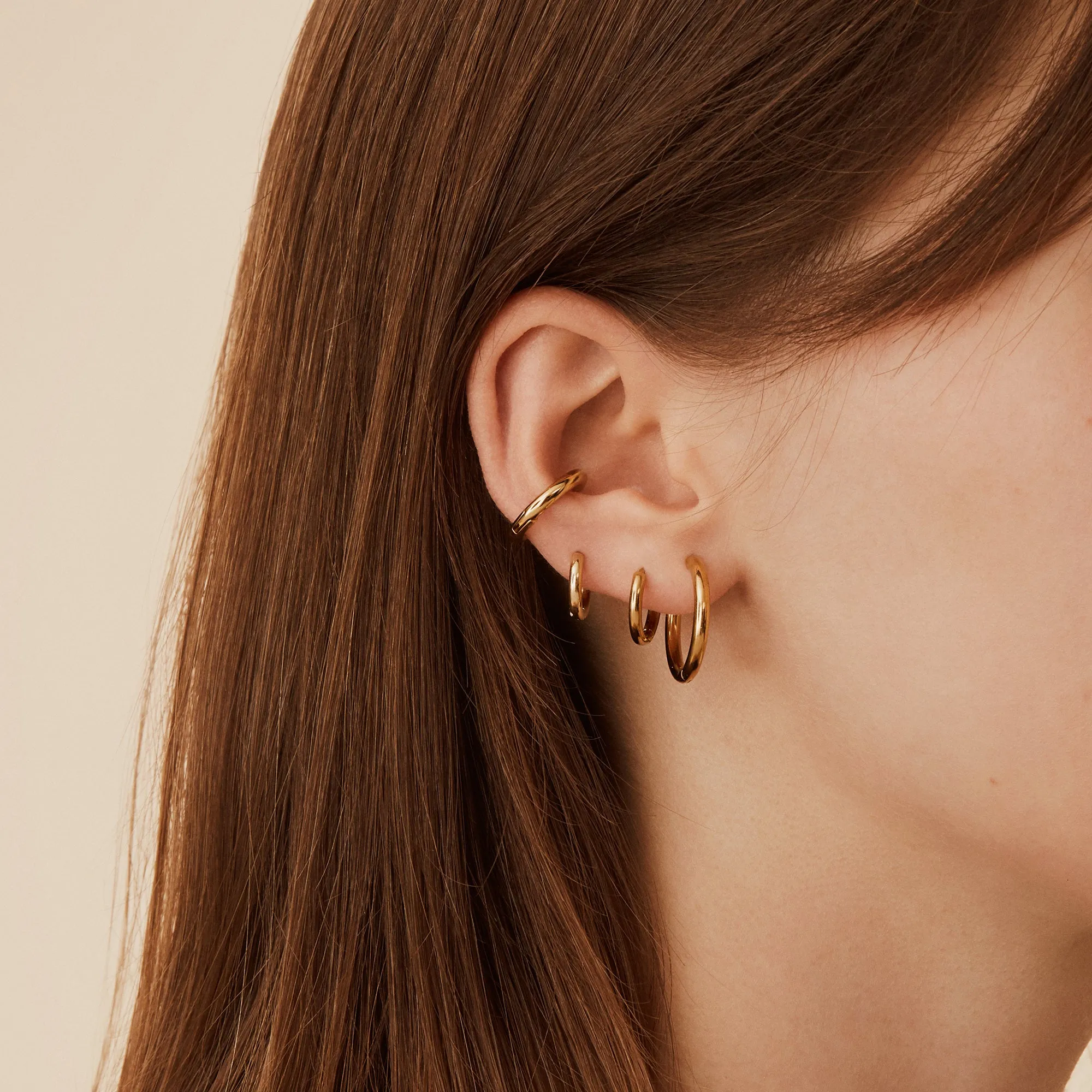 Mini Stacks Plain Huggie Earrings - 8mm