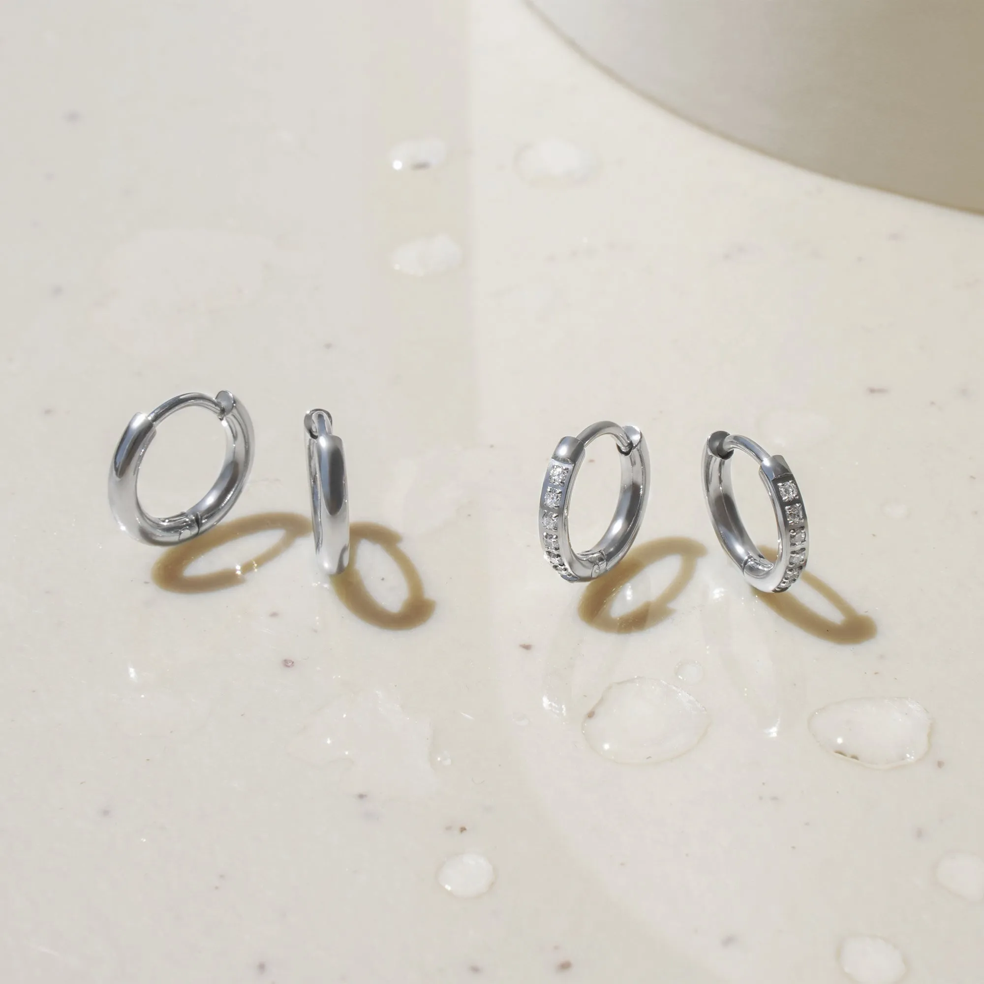 Mini Stacks Plain Huggie Earrings - 8mm
