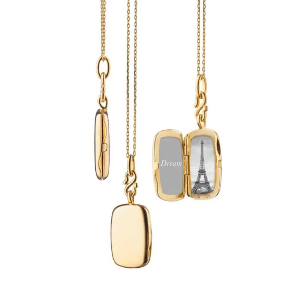 Monica Rich Kosann 18K Yellow Gold Slim Britt Locket Necklace
