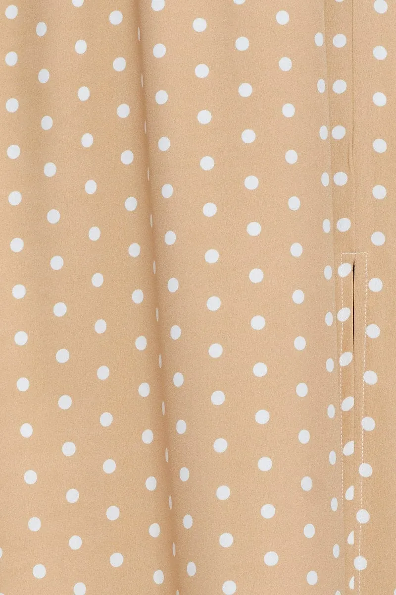 Polka Dot High Waist Front Slit Maxi Skirt